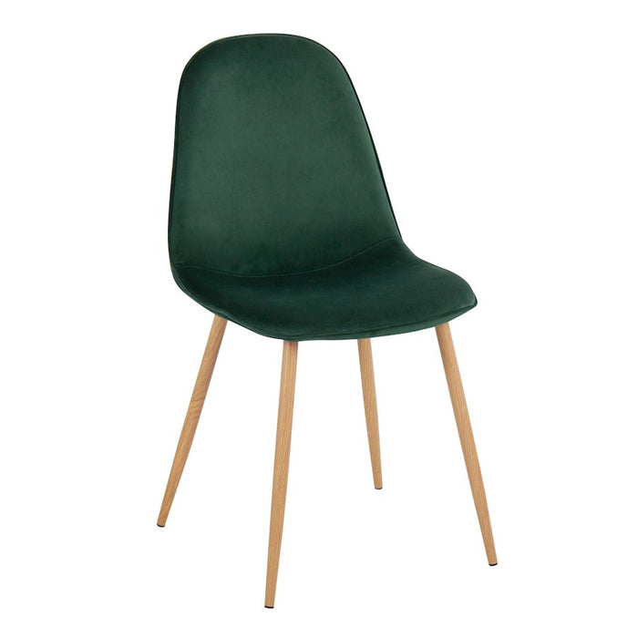 LumiSource Pebble Chair, Set of 2, Natural Wood/Green Velvet