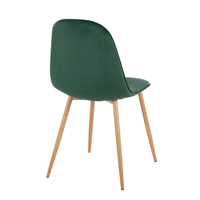 LumiSource Pebble Chair, Set of 2, Natural Wood/Green Velvet