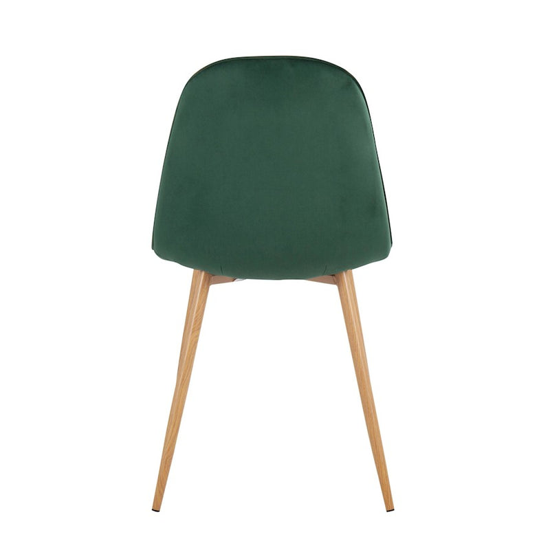 LumiSource Pebble Chair, Set of 2, Natural Wood/Green Velvet
