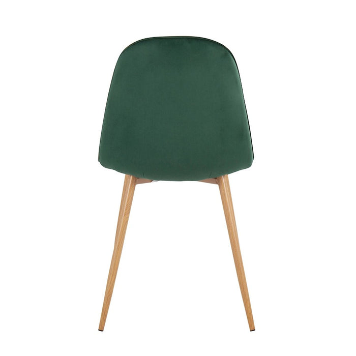 LumiSource Pebble Chair, Set of 2, Natural Wood/Green Velvet