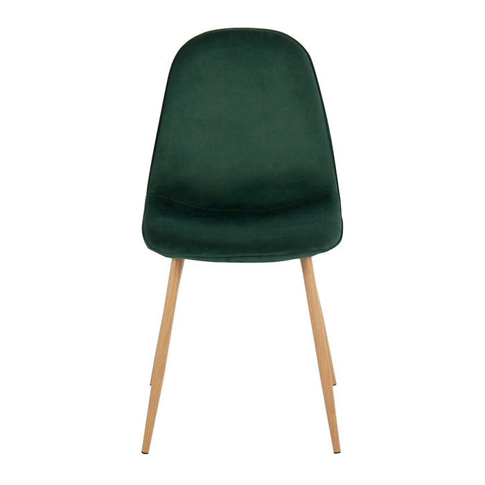 LumiSource Pebble Chair, Set of 2, Natural Wood/Green Velvet