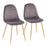 LumiSource Pebble Chair, Set of 2, Natural Wood/Grey Velvet - CH-PEBBLENAVGY2