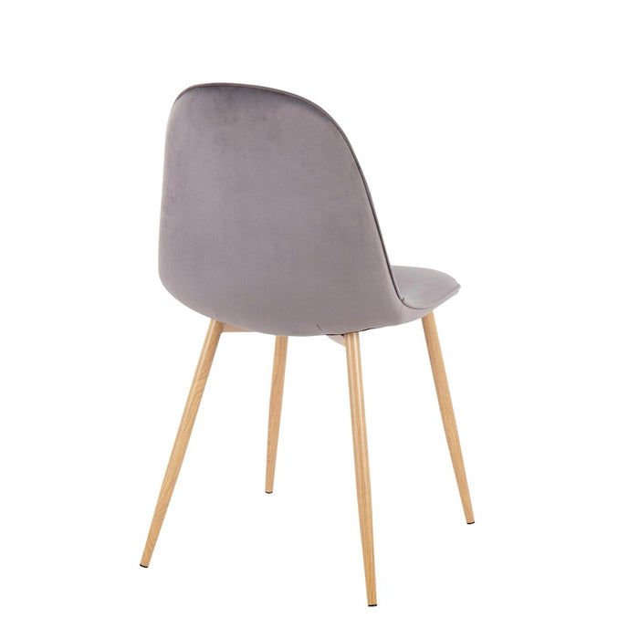LumiSource Pebble Chair, Set of 2, Natural Wood/Grey Velvet