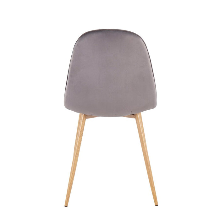 LumiSource Pebble Chair, Set of 2, Natural Wood/Grey Velvet