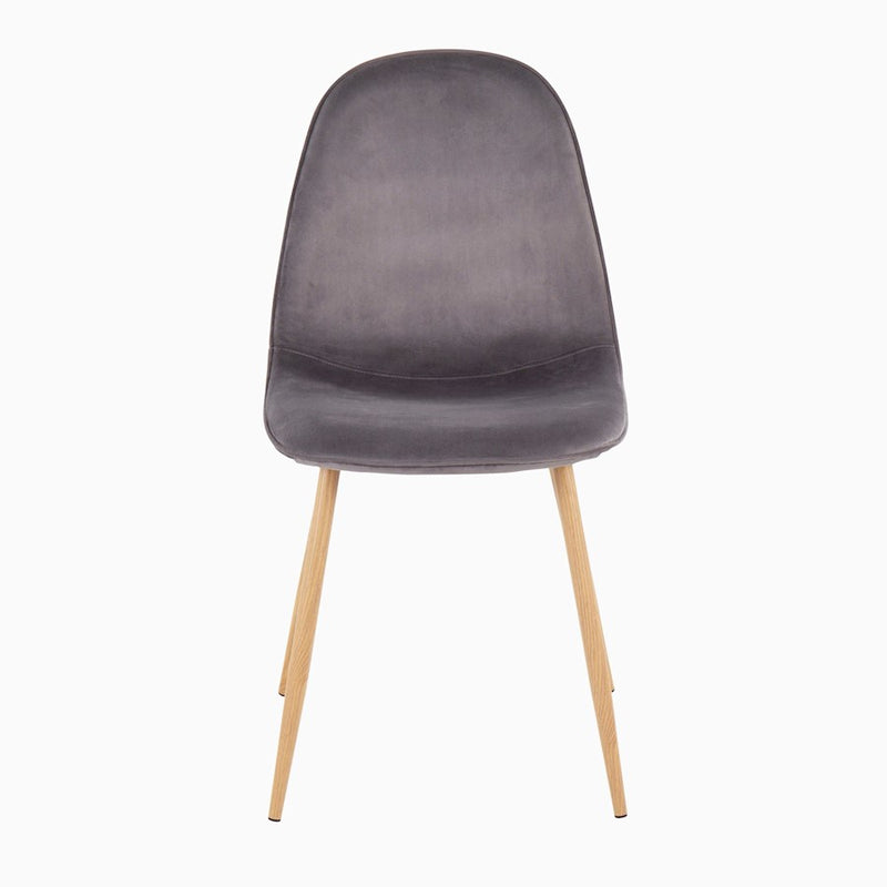 LumiSource Pebble Chair, Set of 2, Natural Wood/Grey Velvet