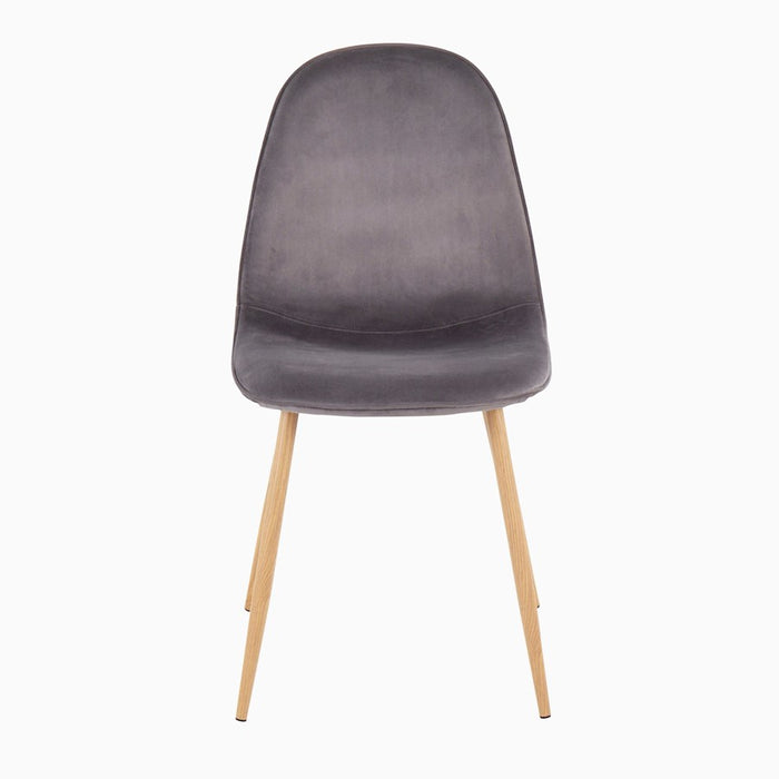 LumiSource Pebble Chair, Set of 2, Natural Wood/Grey Velvet