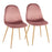 LumiSource Pebble Chair, Set of 2, Natural Wood/Pink Velvet - CH-PEBBLENAVPK2