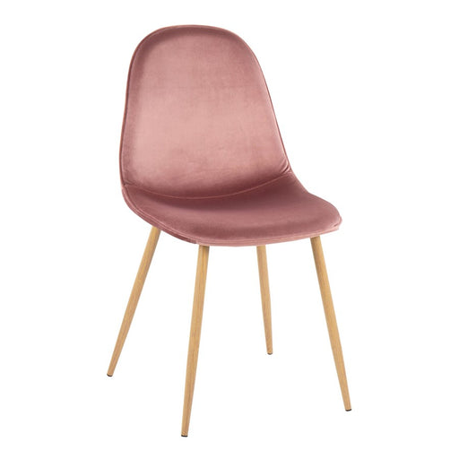 LumiSource Pebble Chair, Set of 2, Natural Wood/Pink Velvet