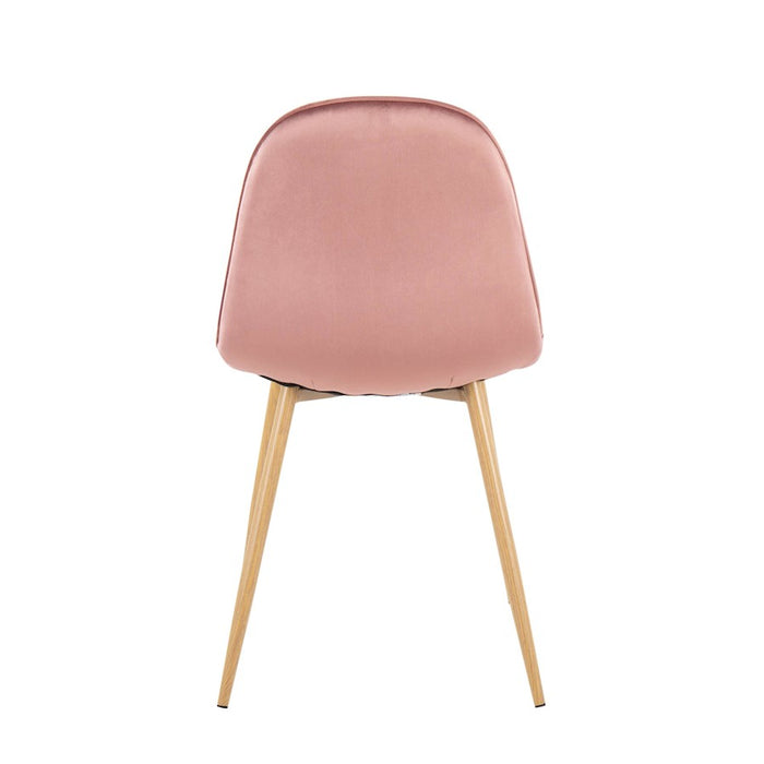 LumiSource Pebble Chair, Set of 2, Natural Wood/Pink Velvet