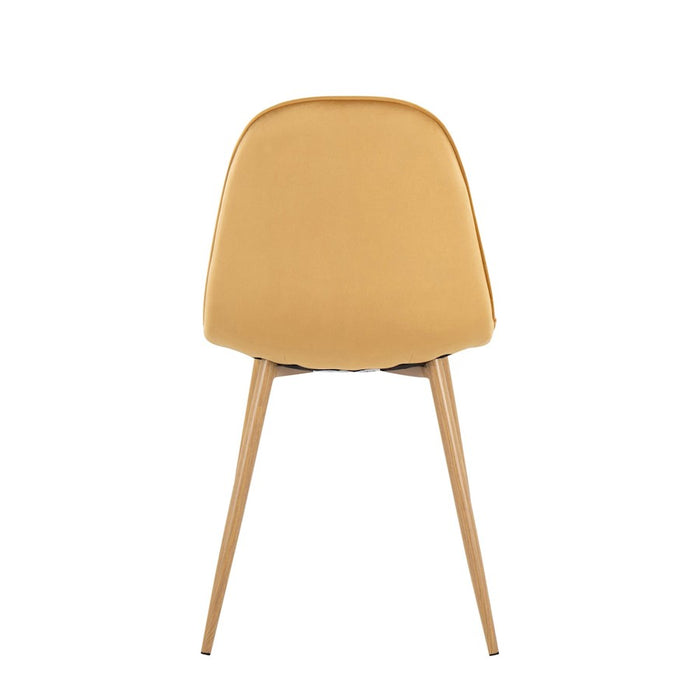 LumiSource Pebble Chair, Set of 2, Natural Wood/Yellow Velvet
