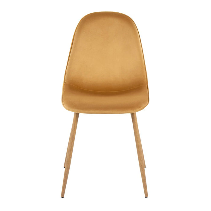 LumiSource Pebble Chair, Set of 2, Natural Wood/Yellow Velvet
