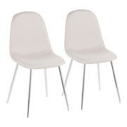 LumiSource Pebble Chair, Set of 2 in Chrome/Beige Fabric - CH-PEBBLESVBG2