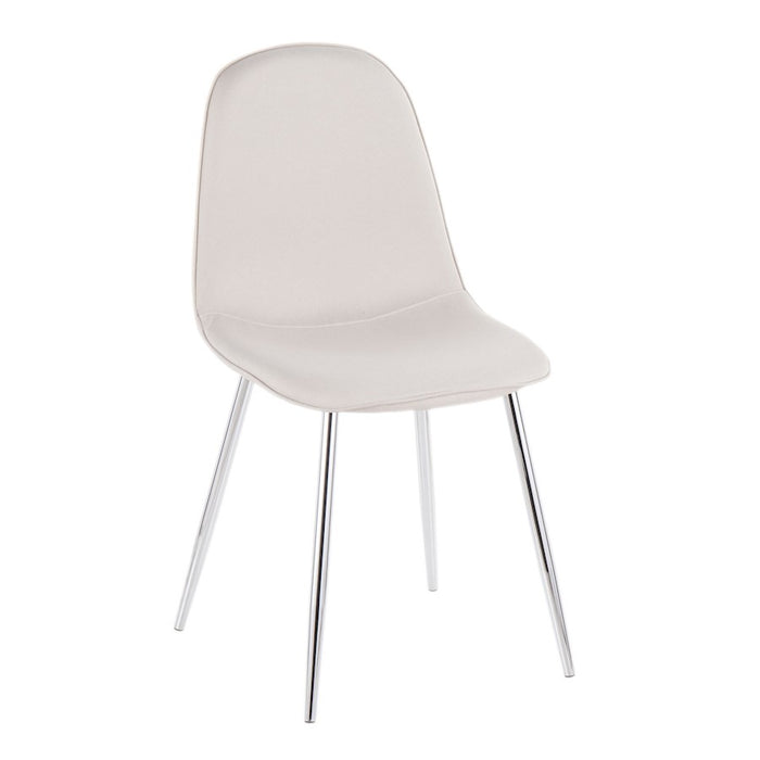 LumiSource Pebble Chair, Set of 2 in Chrome/Beige Fabric