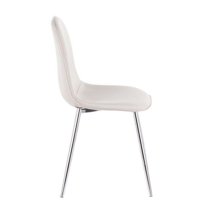 LumiSource Pebble Chair, Set of 2 in Chrome/Beige Fabric