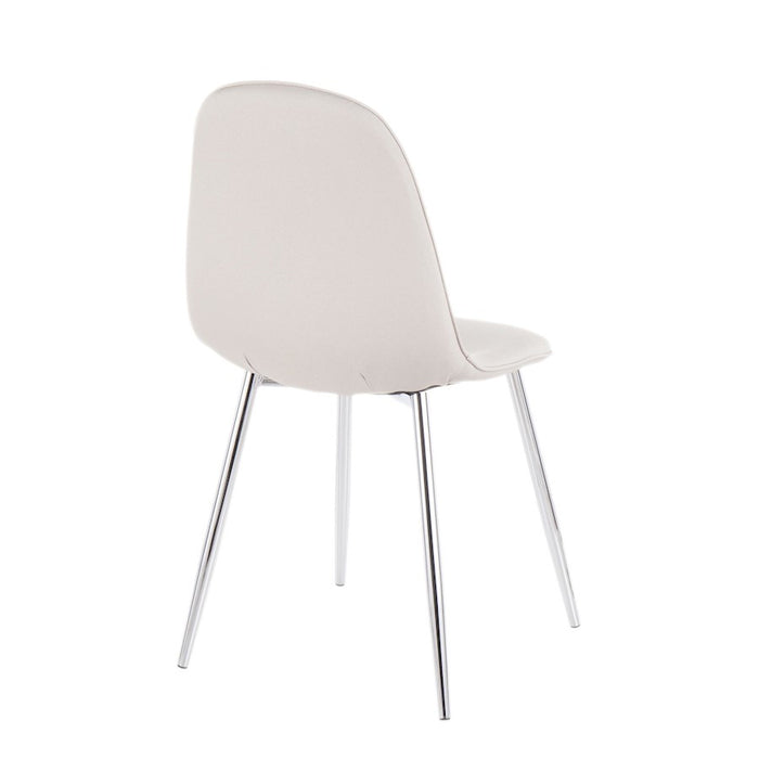 LumiSource Pebble Chair, Set of 2 in Chrome/Beige Fabric