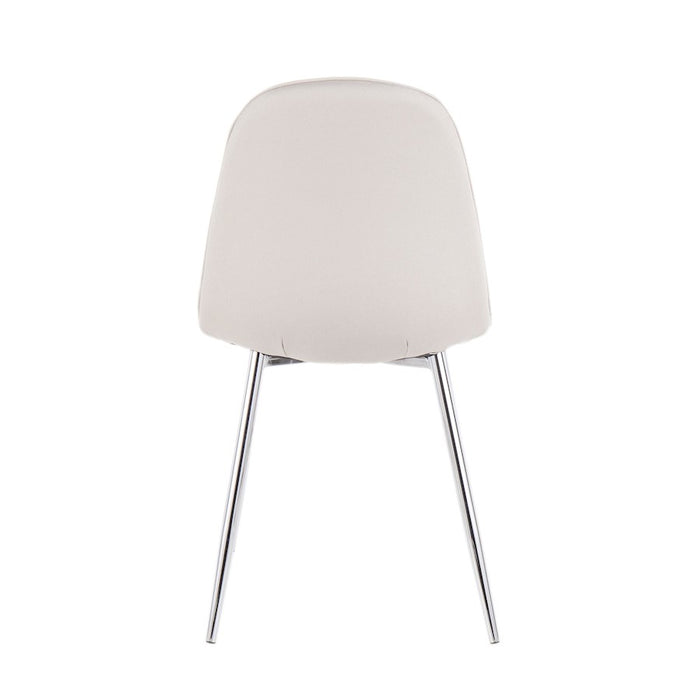 LumiSource Pebble Chair, Set of 2 in Chrome/Beige Fabric