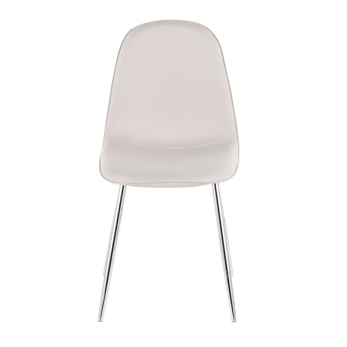 LumiSource Pebble Chair, Set of 2 in Chrome/Beige Fabric