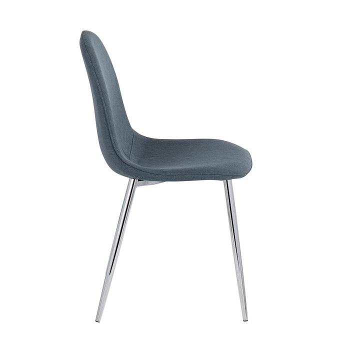 LumiSource Pebble Chair, Set of 2 in Chrome/Blue Fabric