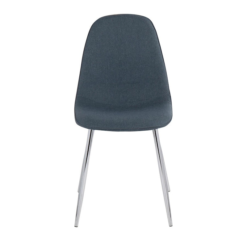 LumiSource Pebble Chair, Set of 2 in Chrome/Blue Fabric