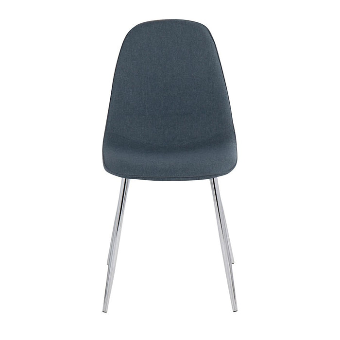 LumiSource Pebble Chair, Set of 2 in Chrome/Blue Fabric