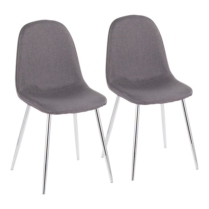 LumiSource Pebble Chair, Set of 2 in Chrome/Charcoal Fabric - CH-PEBBLESVCHAR2