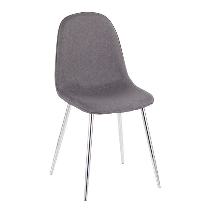 LumiSource Pebble Chair, Set of 2 in Chrome/Charcoal Fabric