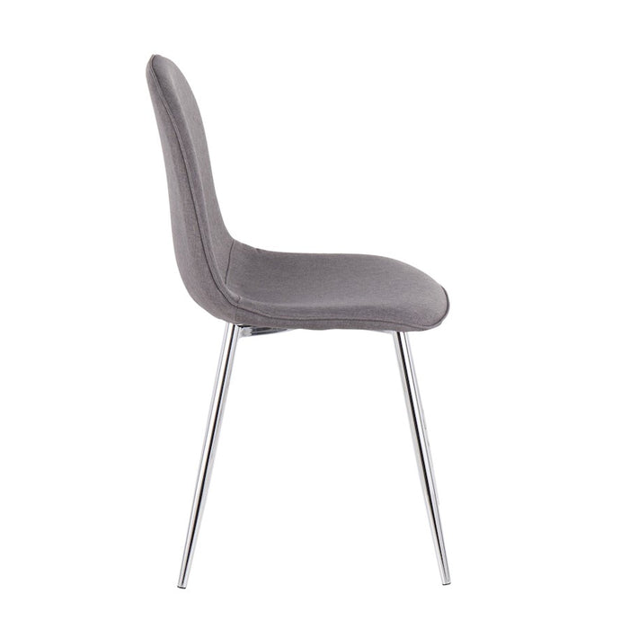 LumiSource Pebble Chair, Set of 2 in Chrome/Charcoal Fabric
