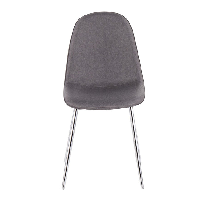 LumiSource Pebble Chair, Set of 2 in Chrome/Charcoal Fabric