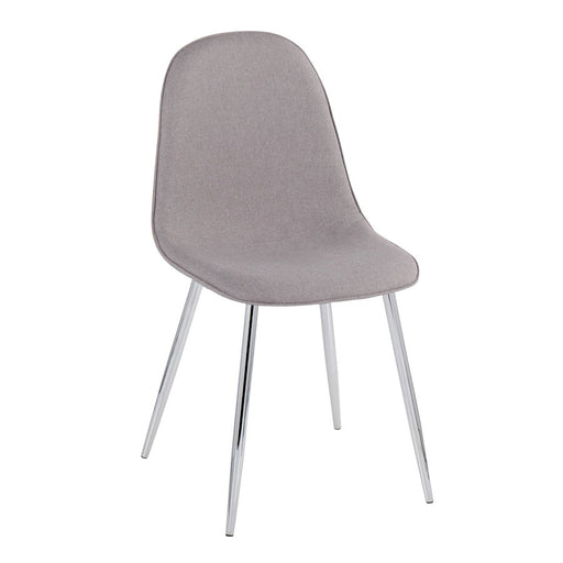 LumiSource Pebble Chair, Set of 2 in Chrome/Light Grey Fabric