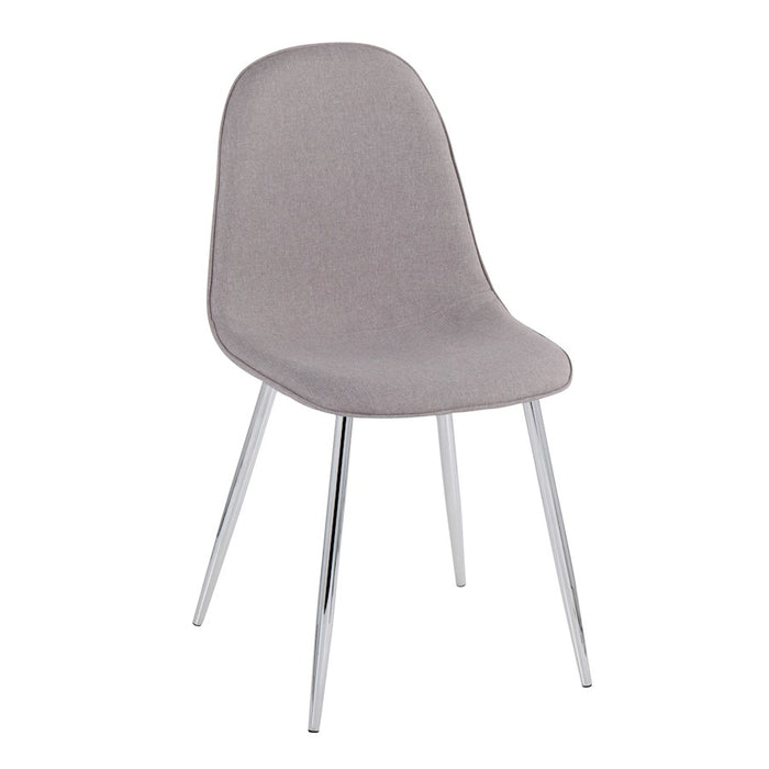 LumiSource Pebble Chair, Set of 2 in Chrome/Light Grey Fabric