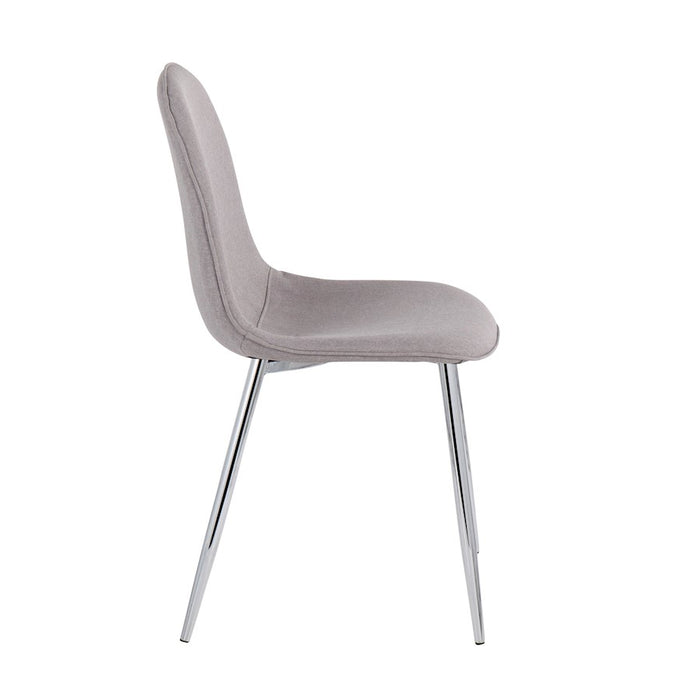 LumiSource Pebble Chair, Set of 2 in Chrome/Light Grey Fabric