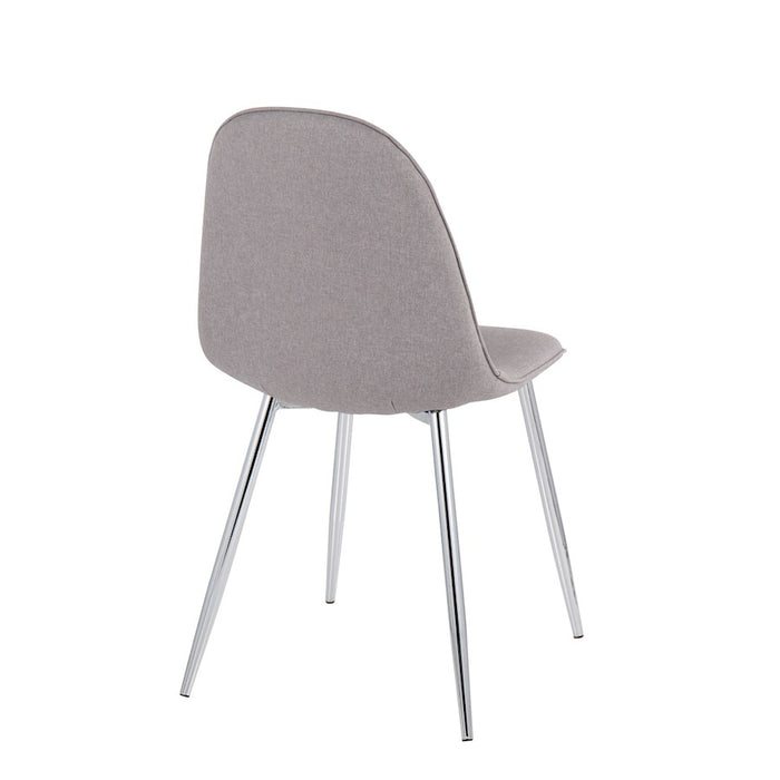 LumiSource Pebble Chair, Set of 2 in Chrome/Light Grey Fabric