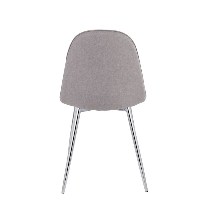 LumiSource Pebble Chair, Set of 2 in Chrome/Light Grey Fabric