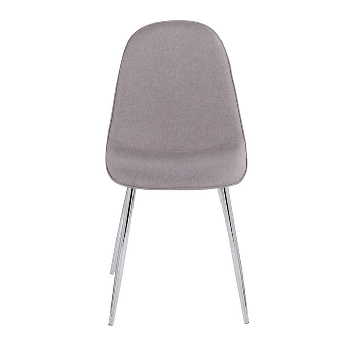 LumiSource Pebble Chair, Set of 2 in Chrome/Light Grey Fabric