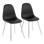 LumiSource Pebble Chair, Set of 2 in Chrome/Black PU - CH-PEBBLESVPUBK2