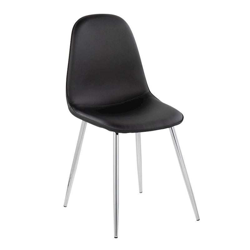 LumiSource Pebble Chair, Set of 2 in Chrome/Black PU