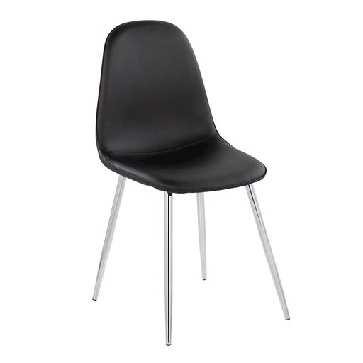 LumiSource Pebble Chair, Set of 2 in Chrome/Black PU
