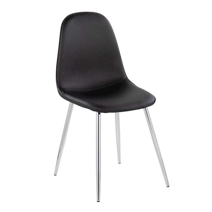 LumiSource Pebble Chair, Set of 2 in Chrome/Black PU