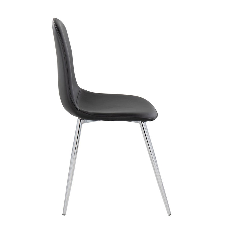 LumiSource Pebble Chair, Set of 2 in Chrome/Black PU
