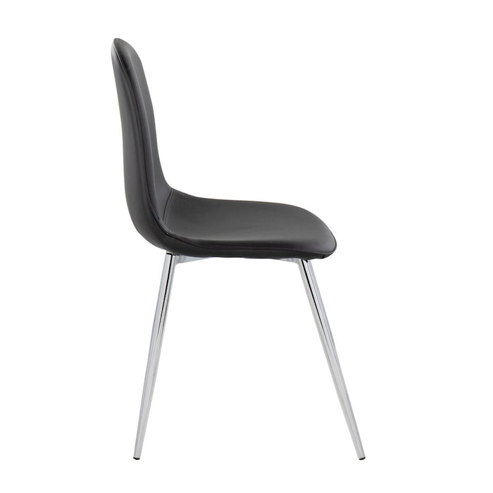 LumiSource Pebble Chair, Set of 2 in Chrome/Black PU
