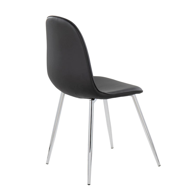 LumiSource Pebble Chair, Set of 2 in Chrome/Black PU