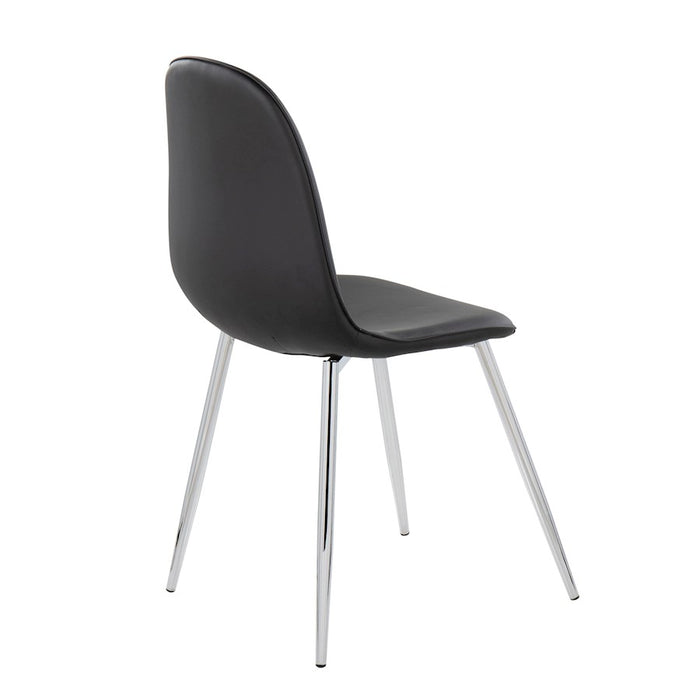 LumiSource Pebble Chair, Set of 2 in Chrome/Black PU