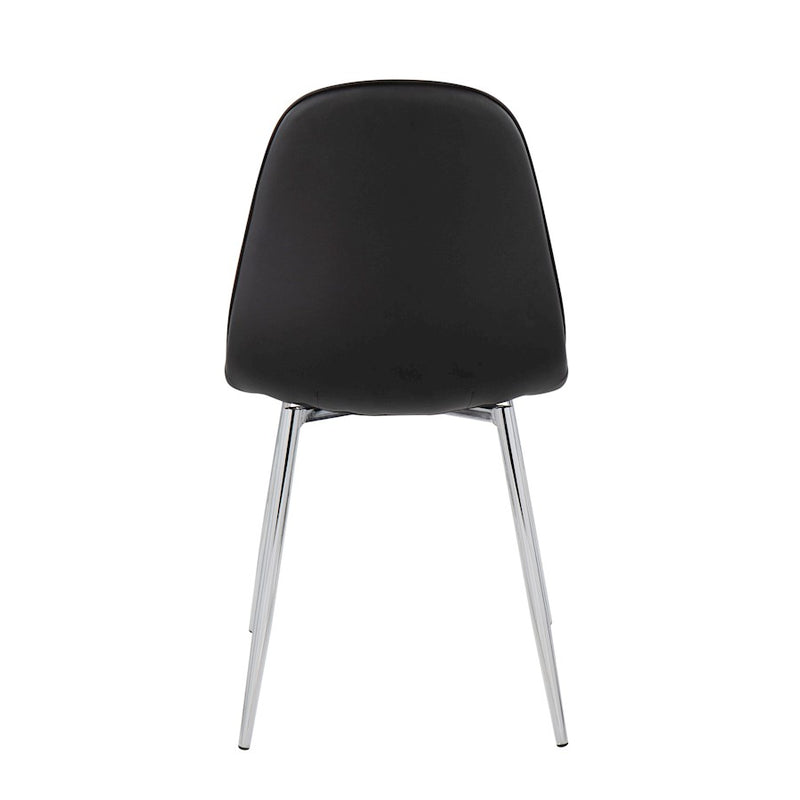 LumiSource Pebble Chair, Set of 2 in Chrome/Black PU