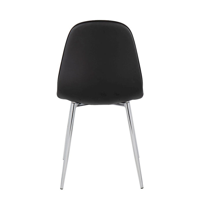 LumiSource Pebble Chair, Set of 2 in Chrome/Black PU