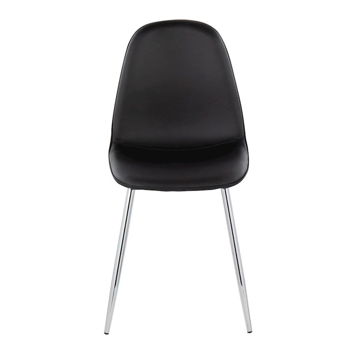 LumiSource Pebble Chair, Set of 2 in Chrome/Black PU