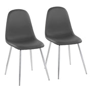 LumiSource Pebble Chair, Set of 2 in Chrome/Grey PU - CH-PEBBLESVPUGY2