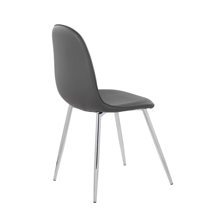 LumiSource Pebble Chair, Set of 2 in Chrome/Grey PU