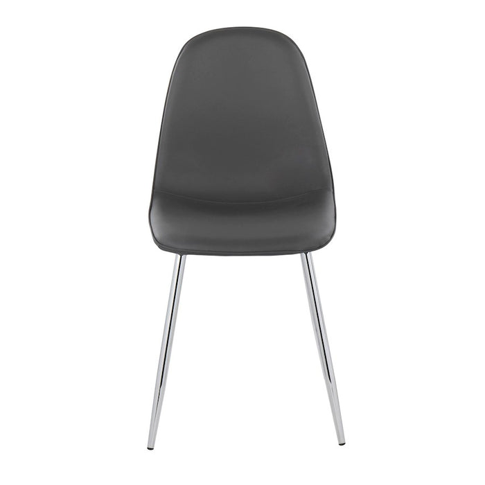 LumiSource Pebble Chair, Set of 2 in Chrome/Grey PU