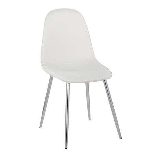 LumiSource Pebble Chair, Set of 2 in Chrome/White PU
