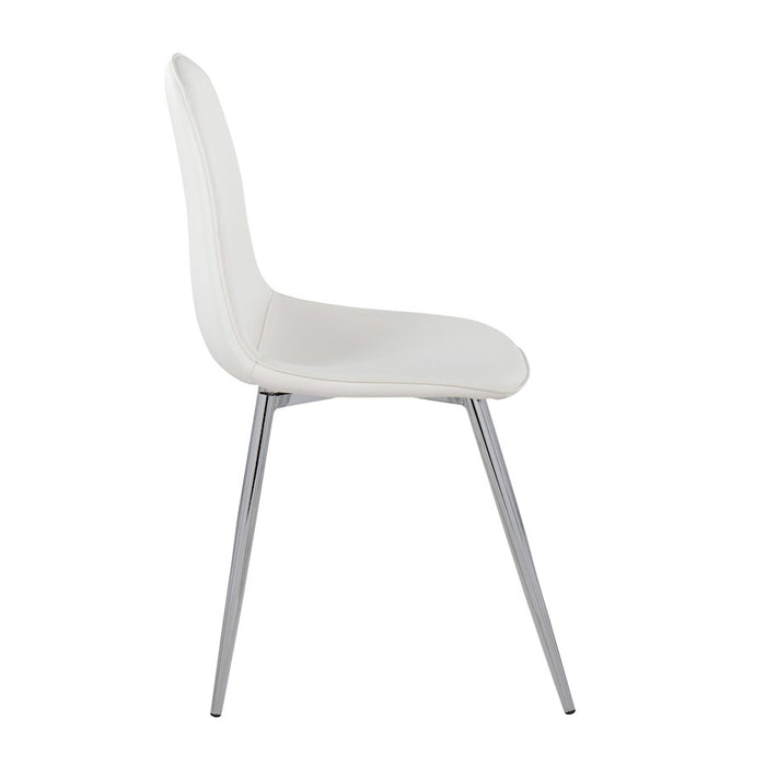 LumiSource Pebble Chair, Set of 2 in Chrome/White PU